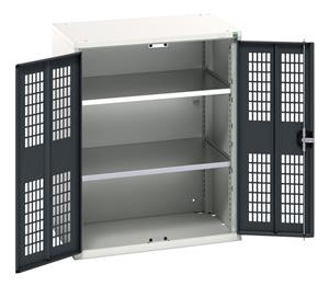 verso ventilated door cupboard with 2 shelves. WxDxH: 800x550x1000mm. RAL 7035/5010 or selected Bott Verso Ventilated door Tool Cupboards Cupboard with shelves